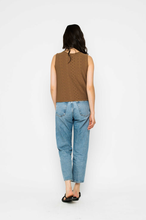 Ginny-Eyelet Gathered Tank